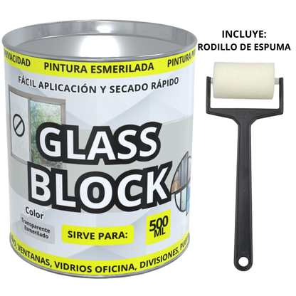 GLASS BLOCK PINTURA ESMERILADA PARA VIDRIOS + RODILLO