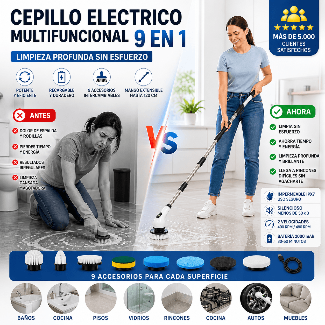 Cepillo Electrico Multifuncional 9 en 1