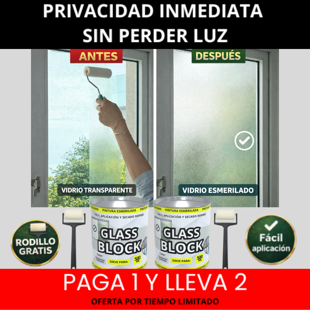 GLASS BLOCK PINTURA ESMERILADA PARA VIDRIOS + RODILLO