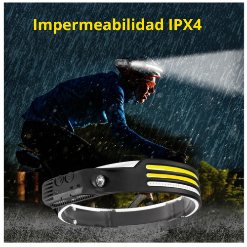 LINTERNA FRONTAL 3 LED RECARGABLE CON SENSOR DE MOVIMIENTO
