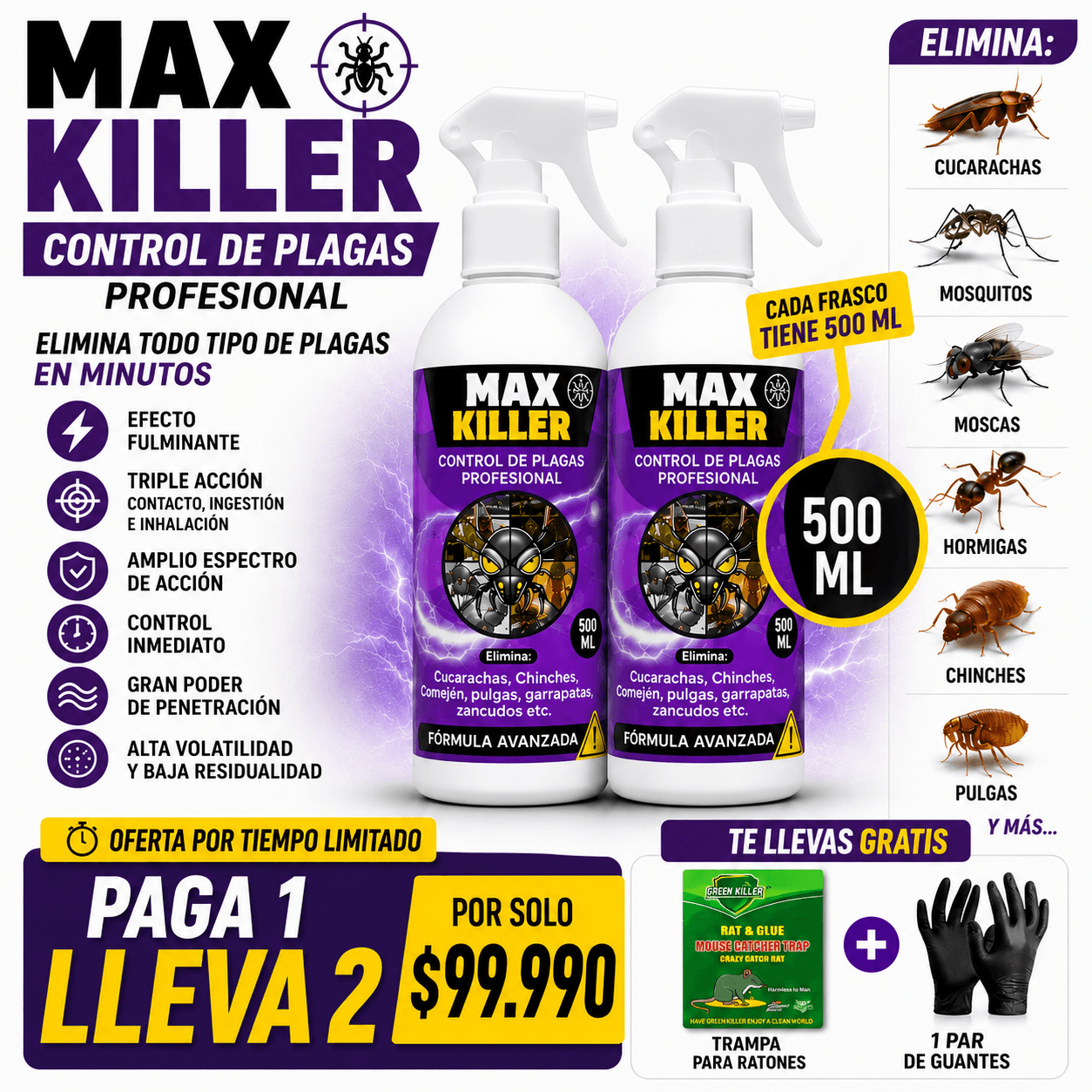 MAX KILLER (INSECTICIDA) + OBSEQUIOS